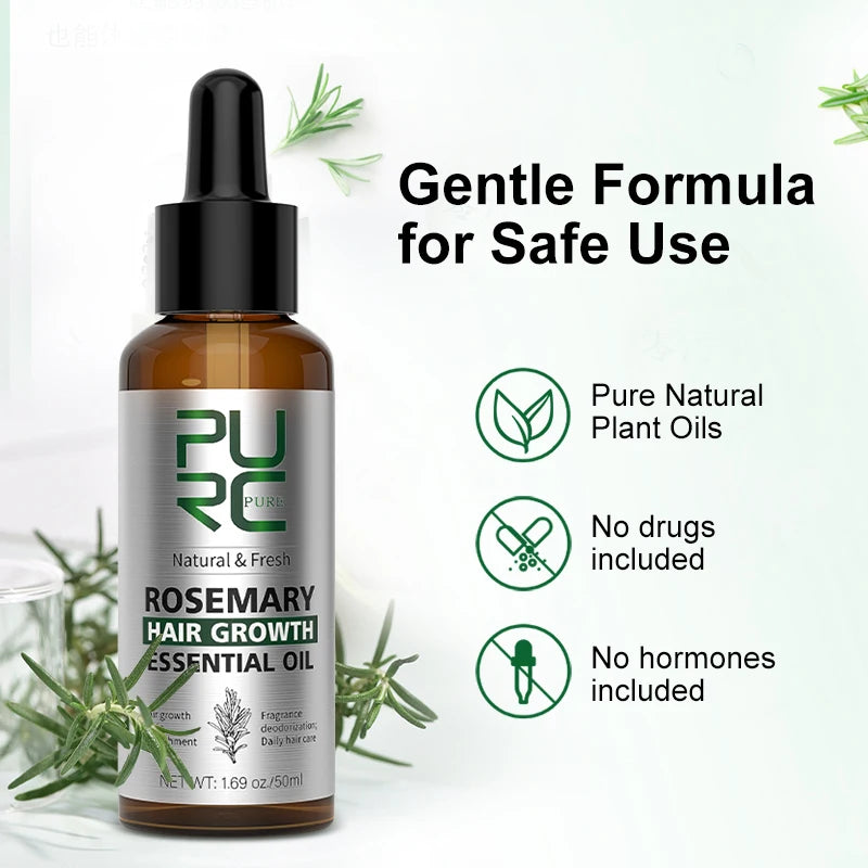 PURC Rosemary Hair Oil and Morocco Argan Oil Shampoo Sets Smoothing Repair Damaged Frizz Hair Care Products for Men Women