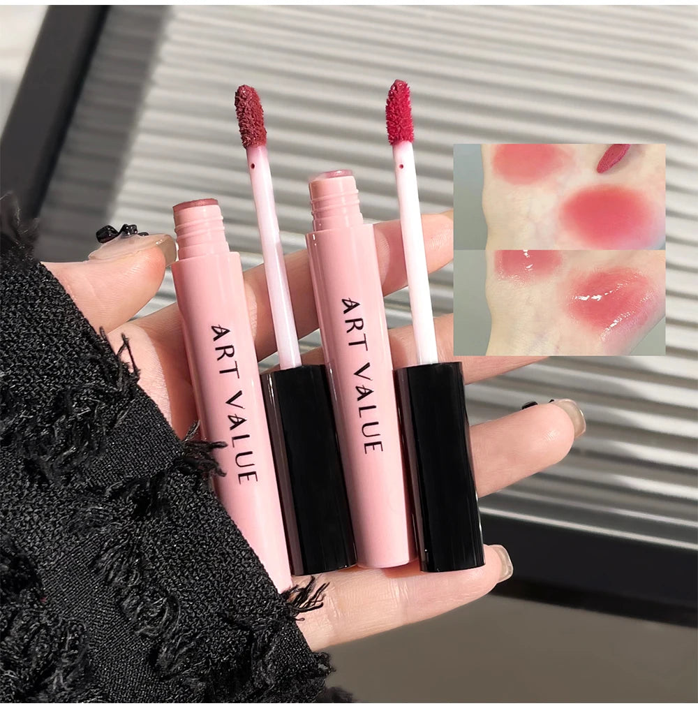 Art Value Black Pink Love Letter Lip Makeup Set Whitening Long-lasting Lip Mud Mirror Lip Glaze Gift Lip Glaze Set