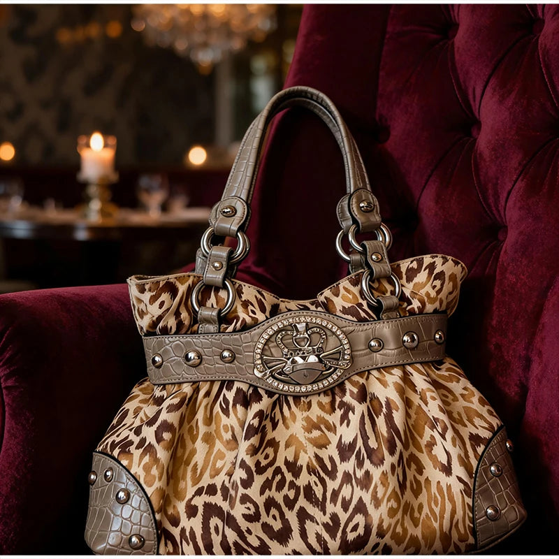 Luxury Women Rivet Handbag,Y2k Girls Metal Studded Underarm Shoulder Bag,Niche Belt Buckle Commuter Chic East-West Tote Bag