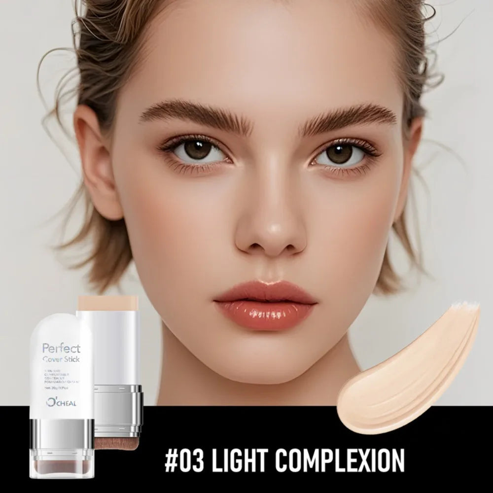 Thin and Comfortable Perfect Cover Stick Waterproof Instant Natural Concealer Foundation Stick with Brush Long-lasting