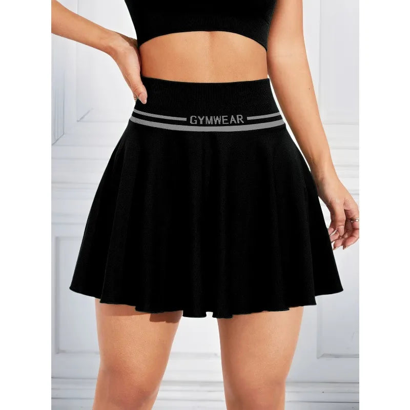 Women's Seamless Knit Tennis To Badminton Skirt Short Fitness Yoga Dress Court Mini Sports Skirt Sports Wear for Gym Summer