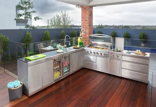 Durable All-season Stainless Steel Outdoor Kitchen Cabinet Bbq Grill Camping Outdoor Kitchen Island with Refrigerator