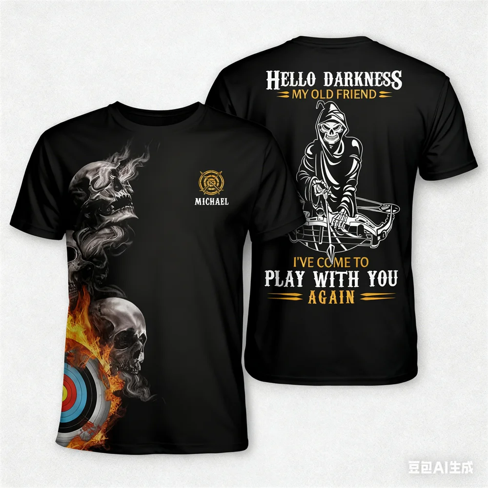Funny 3D Printing Men's T-Shirts Fashion Personalized Name Short Sleeve Tees Casual O-neck Loose Tops Archery Club Team Clothing