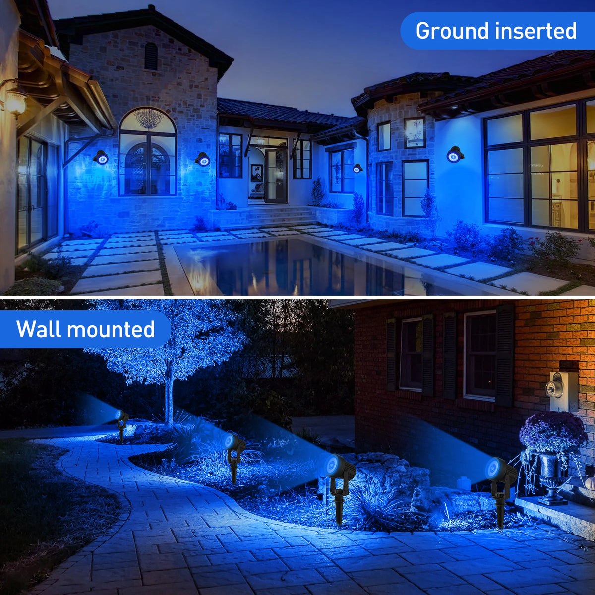 Solar LED Light Outdoor IP65 Waterproof Blue Light Solar Power Light Lawn Light For Garden Decor Solar Wall Light Outdoor