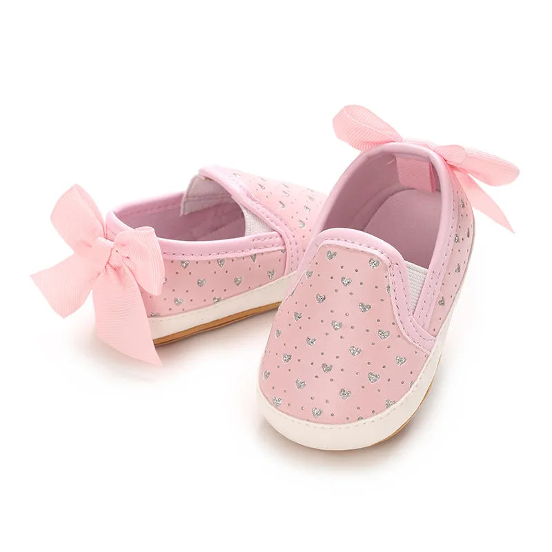 Baby Learning Walk Shoes, Cute Printed & Bow Sneakers, Soft Sole Casual Footwear for Infants 0-18M