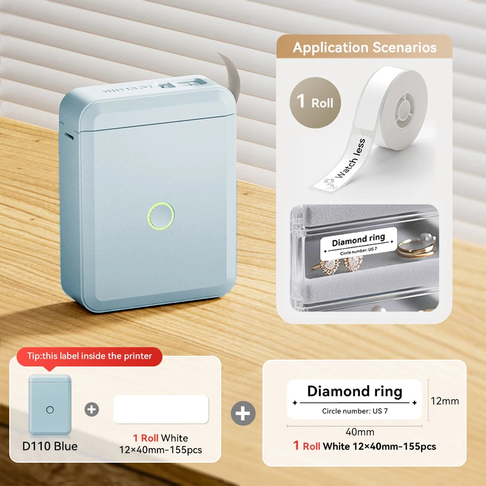 Niimbot D110 Mini Thermal Label Printer Wireless Adhesive Sticker Maker DIY Name Tag Inkless Labeling Machine for Phone