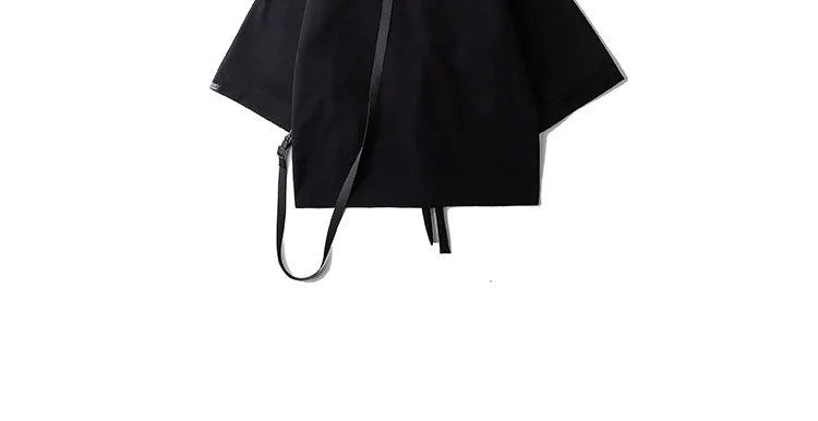 2023 Ribbon Hip Hop Punk Techwear Kimono Oversized Shirts Mens Japan Style Harajuku Casual Cargo Shirt Cloak