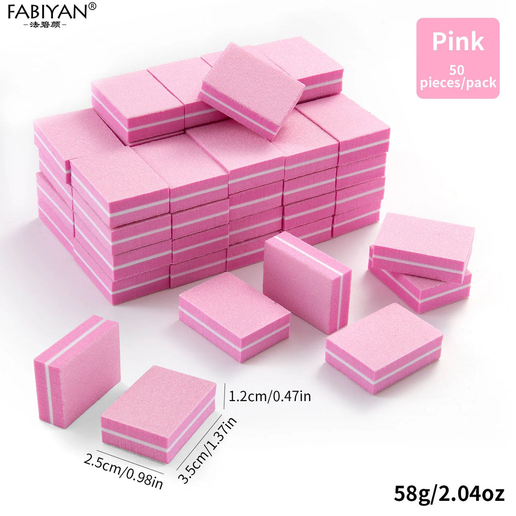 50Pcs/pack Mini Sponge Nail Buffer Block Double Sided Texture Nail File Buffers For Nail Pre-processing Polish Nails Accessories