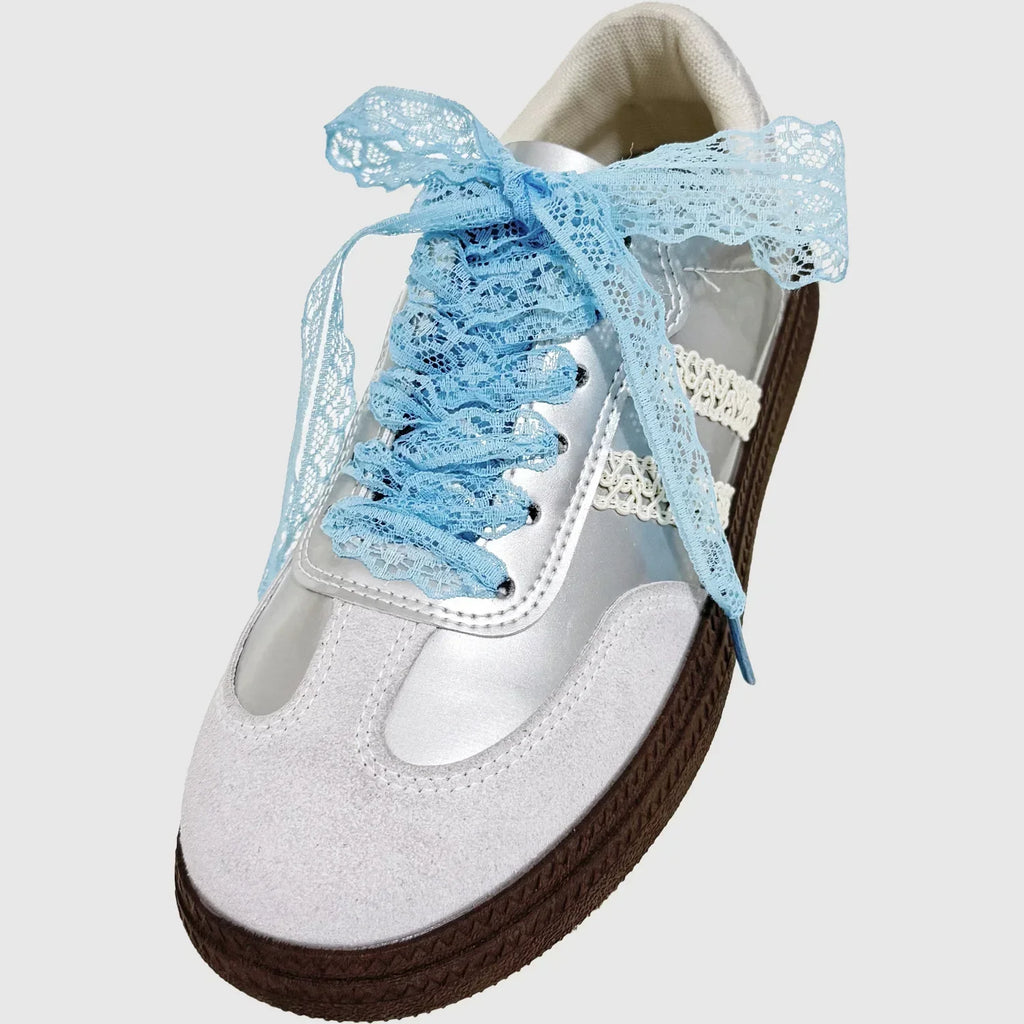 Lace Shoelaces for Women Casual Shoes 2.9CM Width Flat Shoelace for Sneakers Shoe Laces Accessorices Fancy Silk Shoelaces