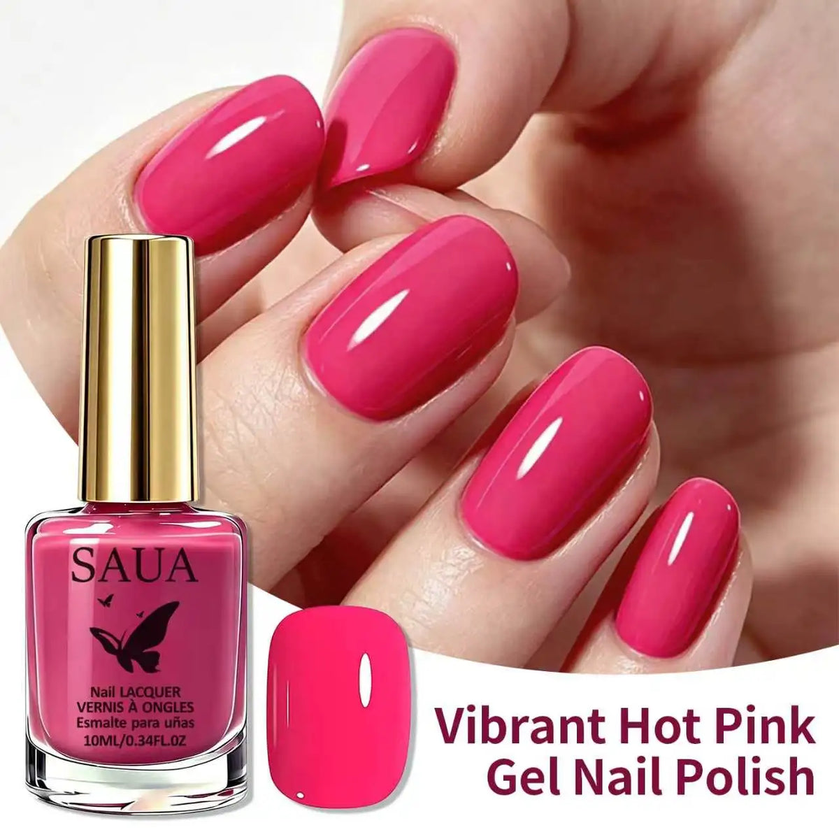 10ML Rose Red Nail Polish, Quick Dry, Long-Lasting High Gloss, Elegant, Suitable for Commute, Parties, Dates, Festivals.