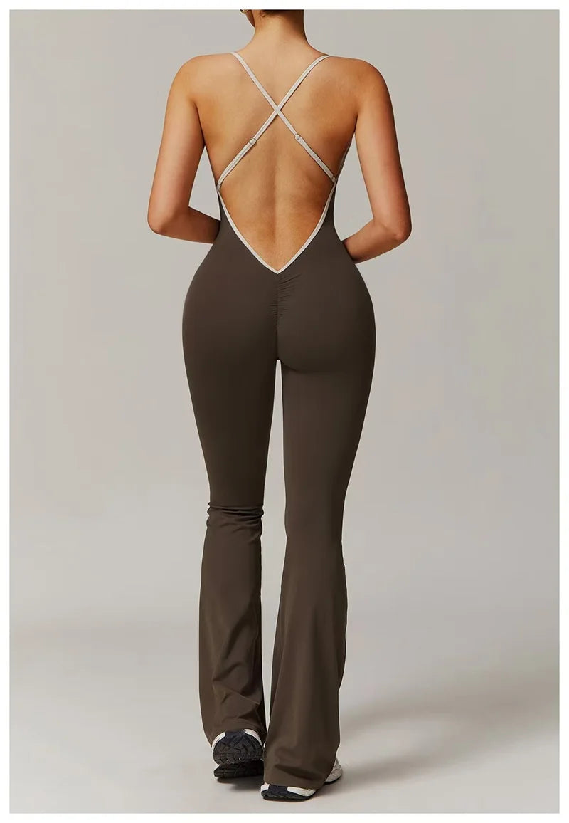 Summer Sport Yoga Jumpsuit Dance Traning Bell Bottoms One-Piece Clothes for Women  Sport Set Women Workout Clothes for Women