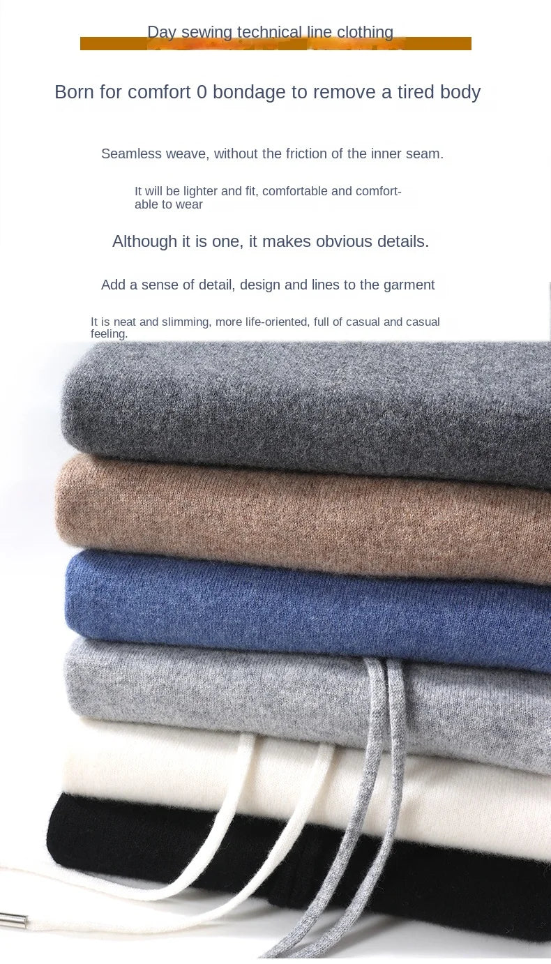 2025 Men's 100% Merino Pure Wool Knitted Hoodie Women's Style Large Size Autumn/Winter Warm Outdoor Sweater Solid Color Top YJ