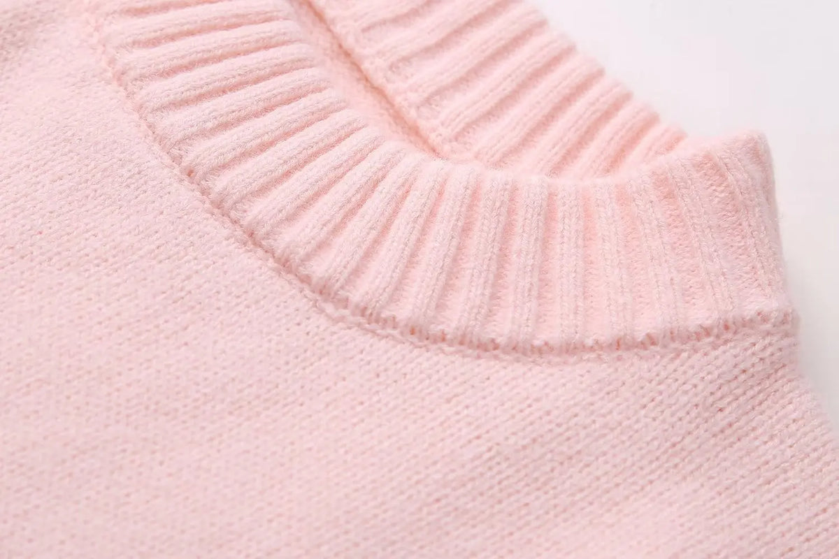 Women's Pink Knitted Sweater Cozy Long Sleeve Large Size Pull Knitwears Pullovers Cute Core Top White Fall 2025 New Streetwear