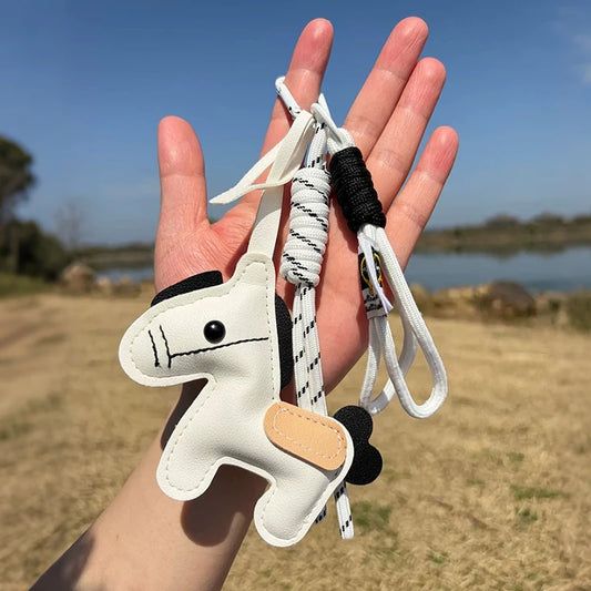 1 Piece Leather Pony Keychain Braided Rope Backpack Pendant For Phone Bag Hanging Accessories DIY Decoration