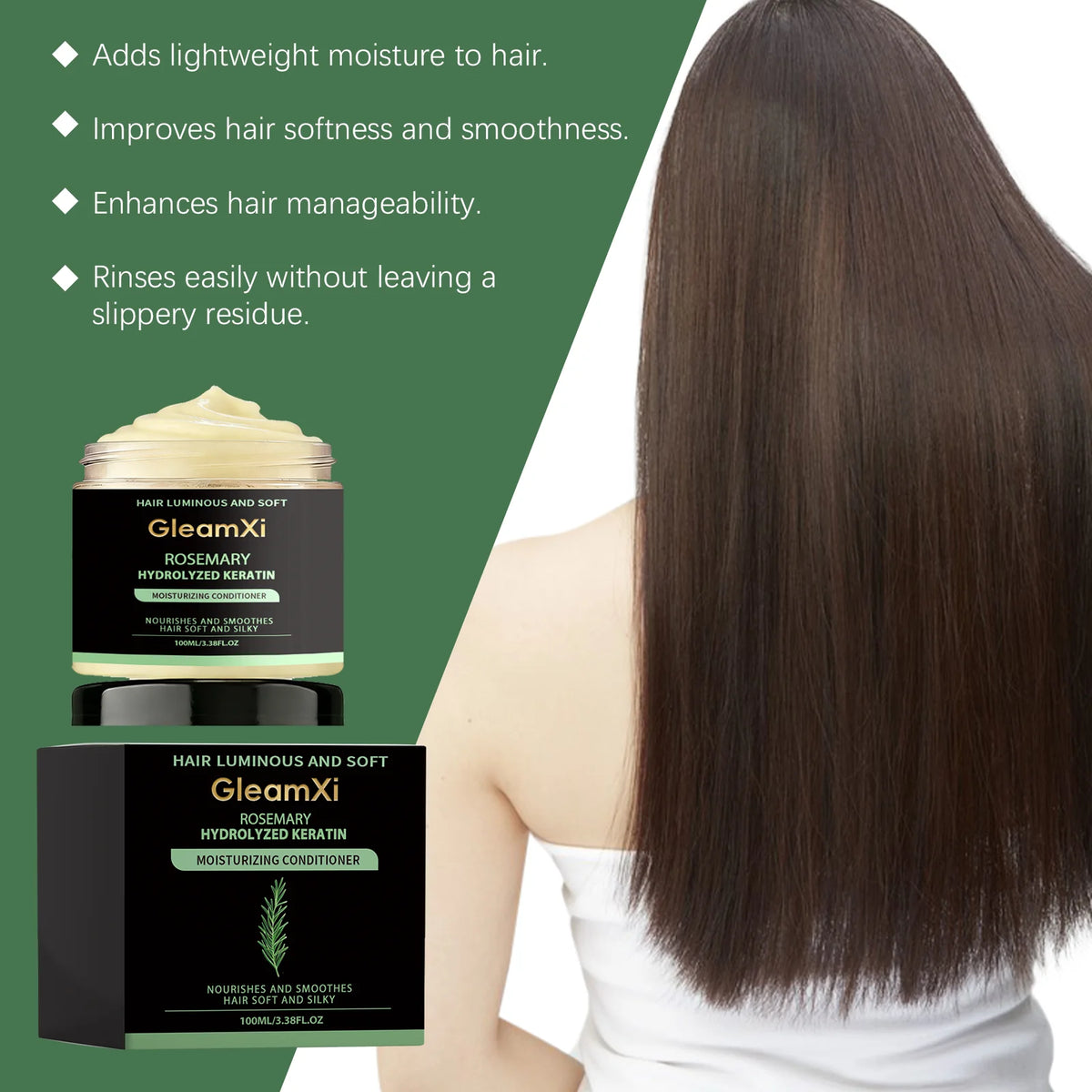 Rosemary Hair Conditioner Smooth Hair Improve Dryness Repair Damaged Frizzy Hair Reduce Hair Splitting Strengthen Hair Care