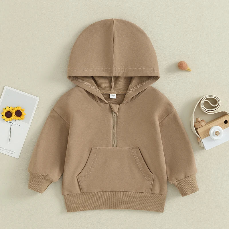 Toddler Hooded Sweatshirt – Solid Color Long-Sleeve Pullover