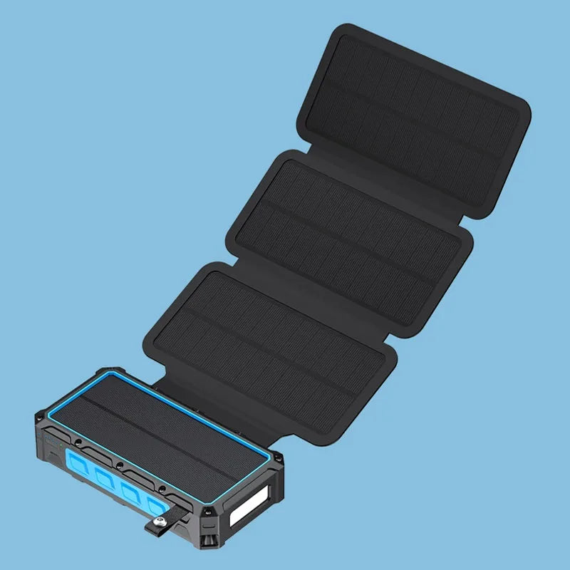 Portable Hand Crank Solar Power Bank With LED Light 20000mAh Large Capacity Fast Charging Powerbank Externala Battery Charger