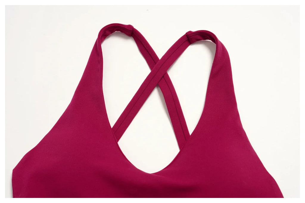 NCLAGEN Sport Bra Women High Support Fitness Brushed Underwear Back Cross Gym Clothes Training Yoga Top Pilates Workout Tank