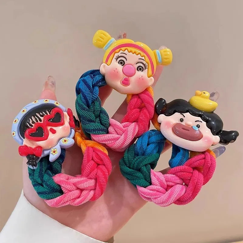 New Cute Cartoon Girls Elastic Hair Band For Women Girls Sweet Hair Ornament Scrunchie Hair Tie Rubber Band Hair Accessories
