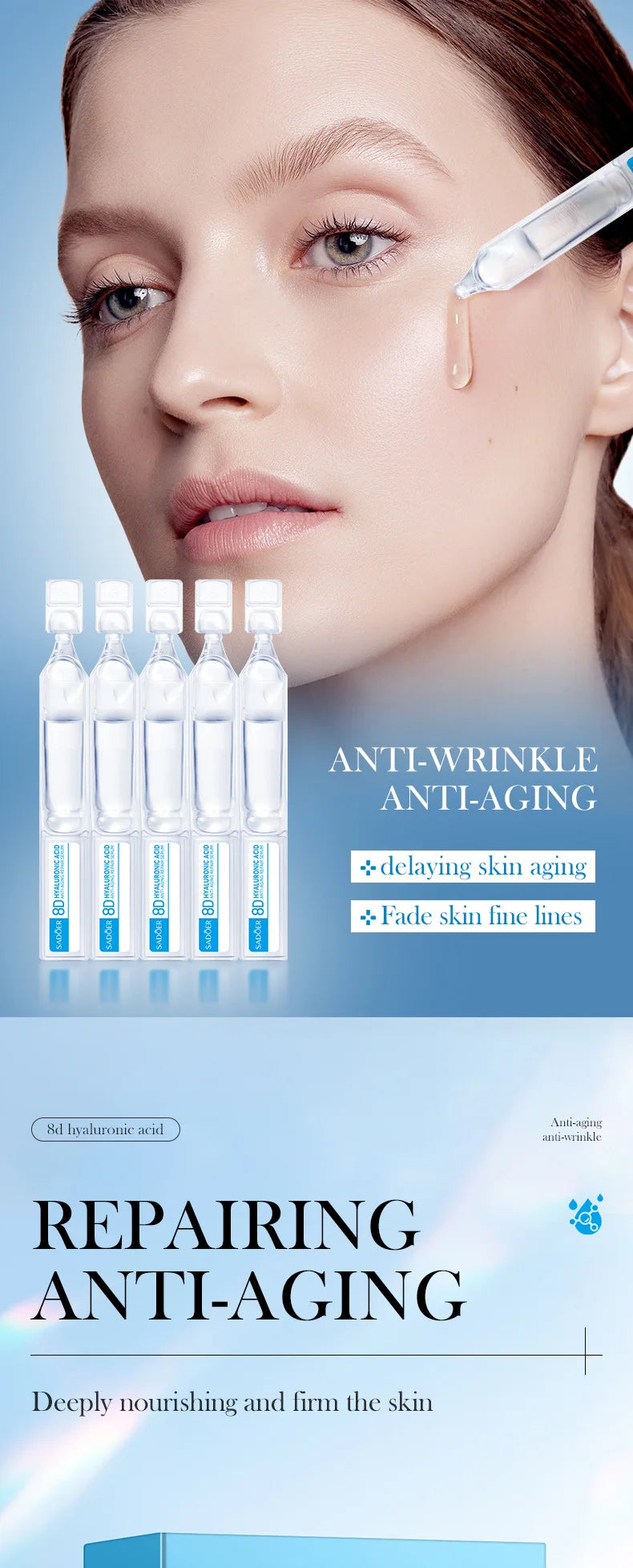 Hyaluronic Acid  Wrinkle Remover Essence Fade Fine Lines Face Serum Anti Aging Firming Lifting Whitening Korean Skin Care