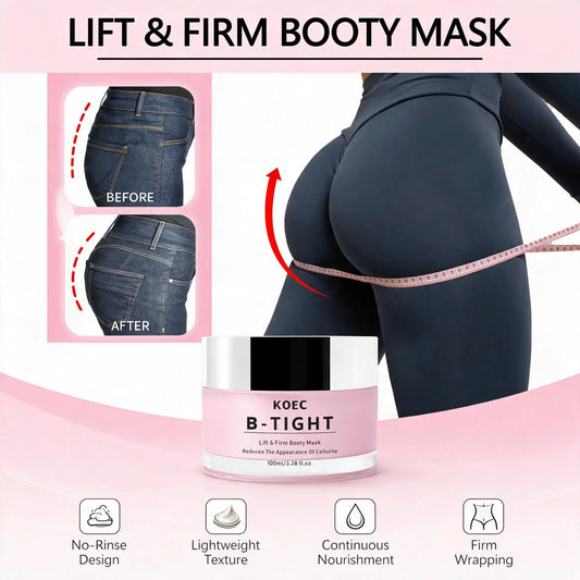 B-TIGHT Lift & Firm Booty Mask, Butt & Thighs Firming Cream with Caffeine & Brazilian Peppertree Extract, Helps Smooth Skin Texture, Body Skincare, Ideal Birthday Beauty Gift for Women