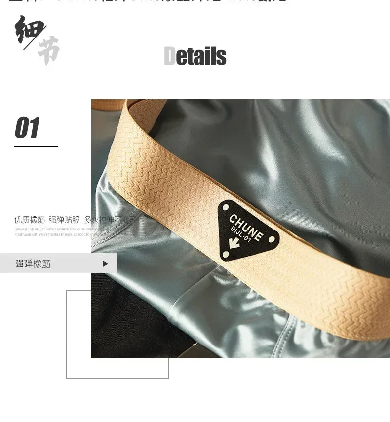 Men's Briefs Ice Silk Satin-like Briefs Men's Underpants Summer Breathable Quick Drying Panties Sexy U Pouch Underwear
