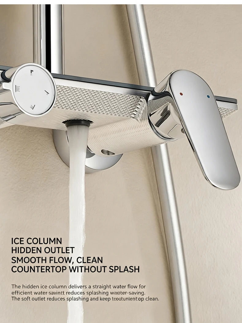 Household Silver Bathroom Shower Set MultiFunction Gray Rainfall Showers Hot and Cold Water Bathtub Shower Faucet Set Hotel