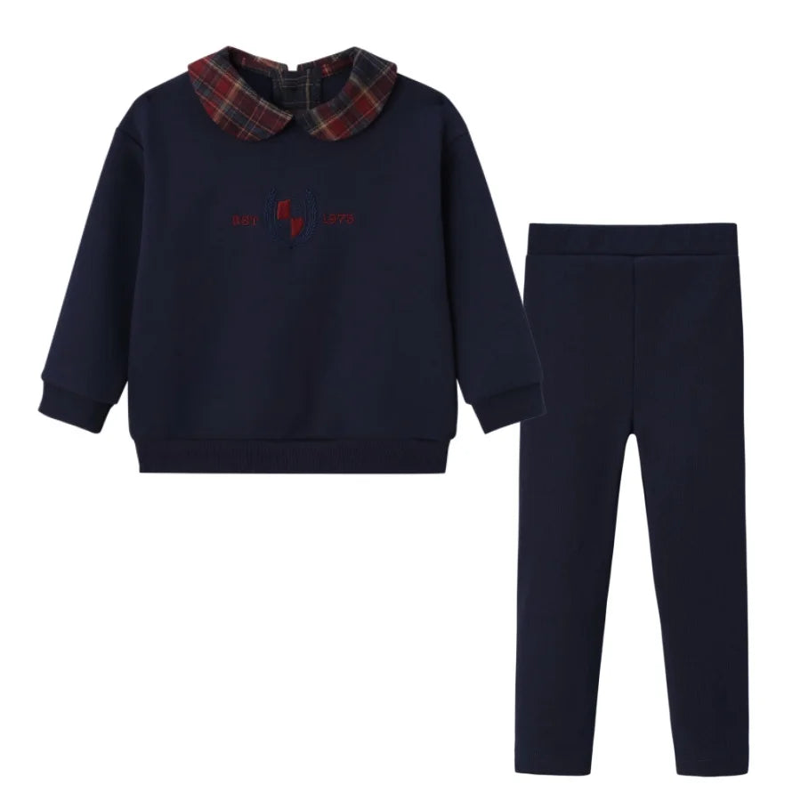 (Ship out in 1day)AS AW26 Denim Varsity Collection Navy Blue Denim+ Embroidery Sweatshirt weekday fabric brother sister clothing