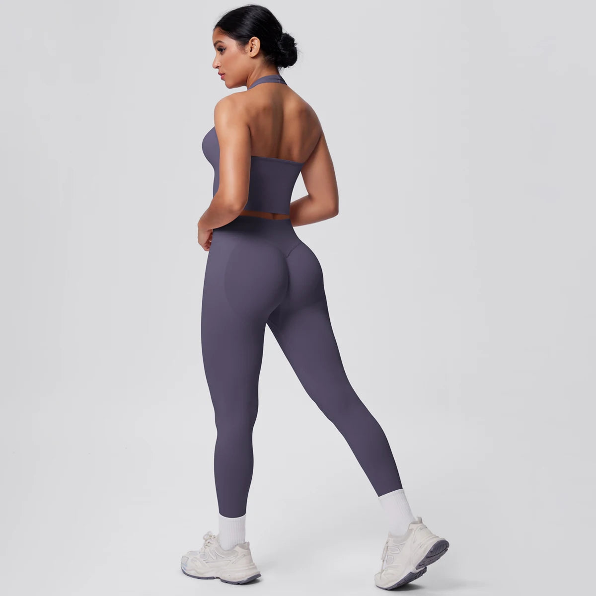 Rooftrellen 2PCS/set Women Gym Sports Yoga Set Breathable Shockproof Workout Top Backless Bra Push Up Fitness Pants Yoga Set