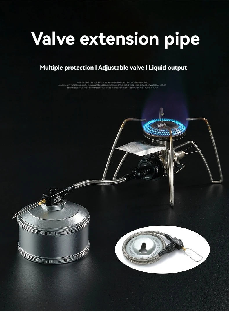 BKZ21-20 Outdoor Picnic Camping Inverted Canister Compatible Gas Stove Extension Tube with Valve