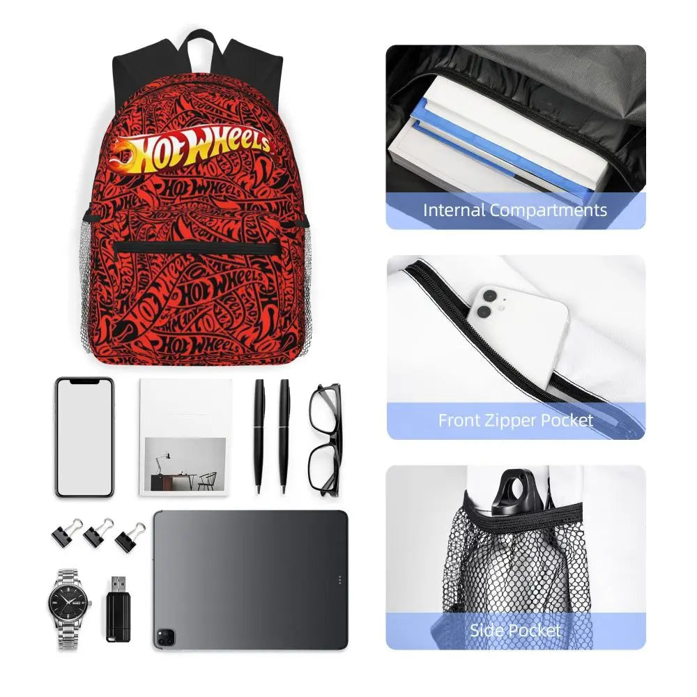 Hot Wheels Race Student Backpack School Bag Hiking Travel Daypack for Men Women Bookbag Shoulder Bags