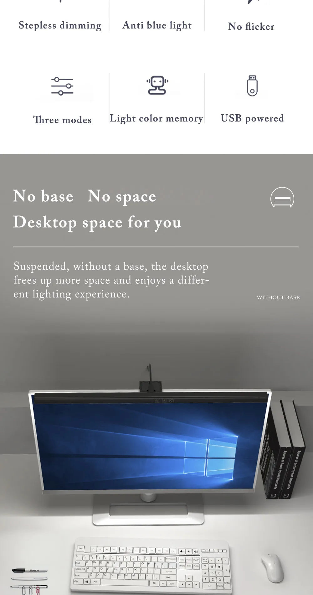 Screen LED Bar Desk Lamp PC Computer Laptop Screen Lamp  Hanging Light Bar Table Lamp Office Study Reading Light For LCD Monito