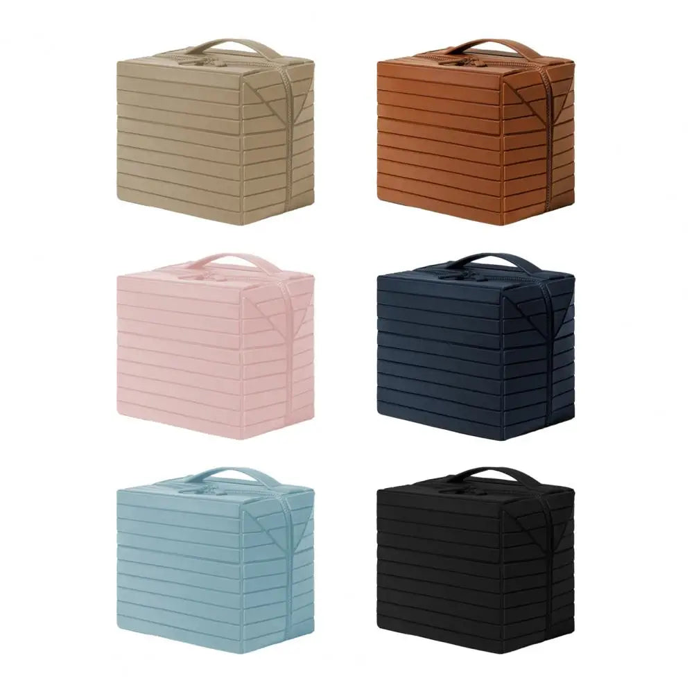 Fold-Down Travel Makeup Bag Waterproof Large Toiletry Bag Hanging Cosmetic Organizer with No-Spill Compartments for Makeup Use