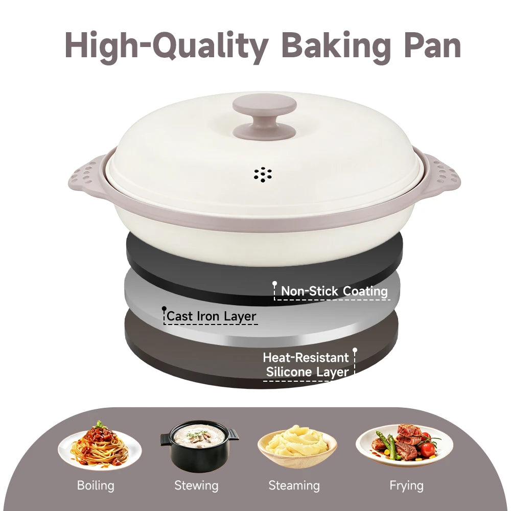 White Milk-Colored Microwave Frying Pan, a Microwave Cooking Utensil Used for Grilling, Heating and Cooking Various Dishes