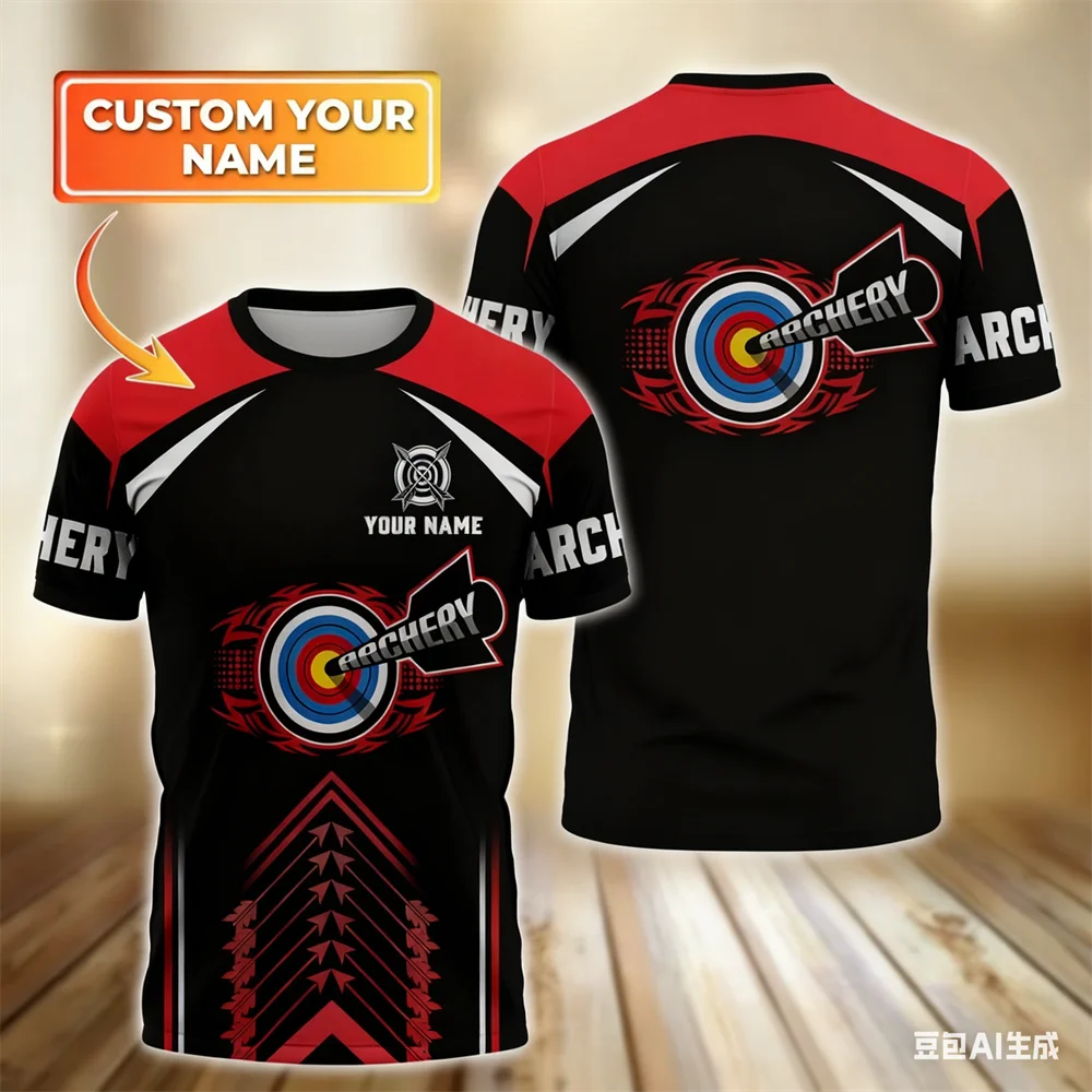 Funny 3D Printing Men's T-Shirts Fashion Personalized Name Short Sleeve Tees Casual O-neck Loose Tops Archery Club Team Clothing