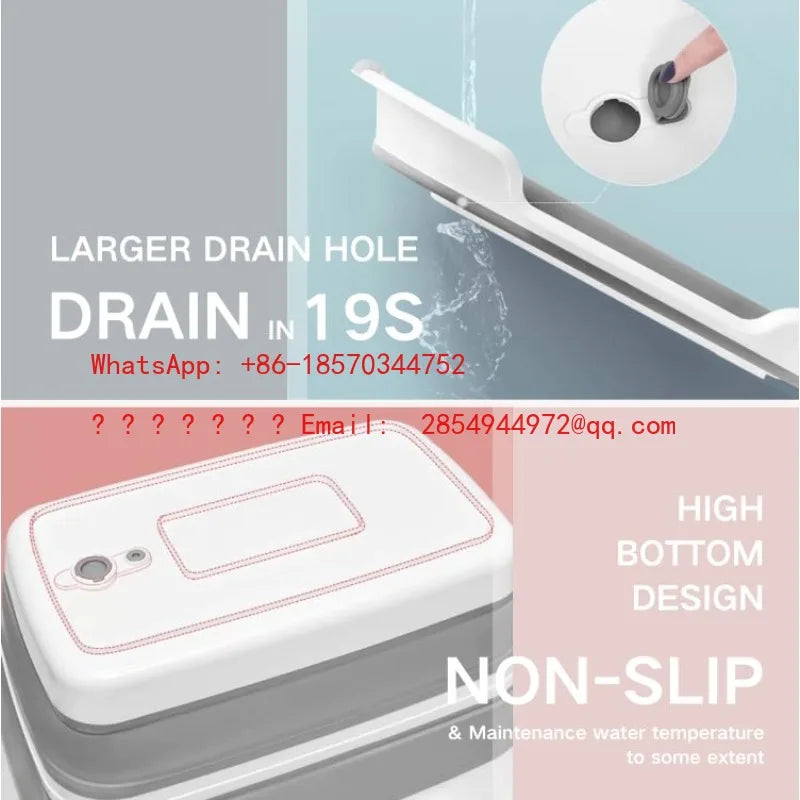 Foldable Pet Bathtub with Drain Plug, Foldable Bathtub for Dogs and Cats, Portable and Space Saving Design