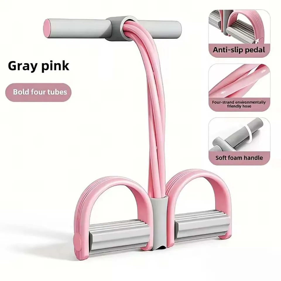 Resistance Bands 4-Tube Yoga Pedal Puller Resistance Band Elastic Pull Rope Fitness Equipment for Abdomen Waist Arm Training