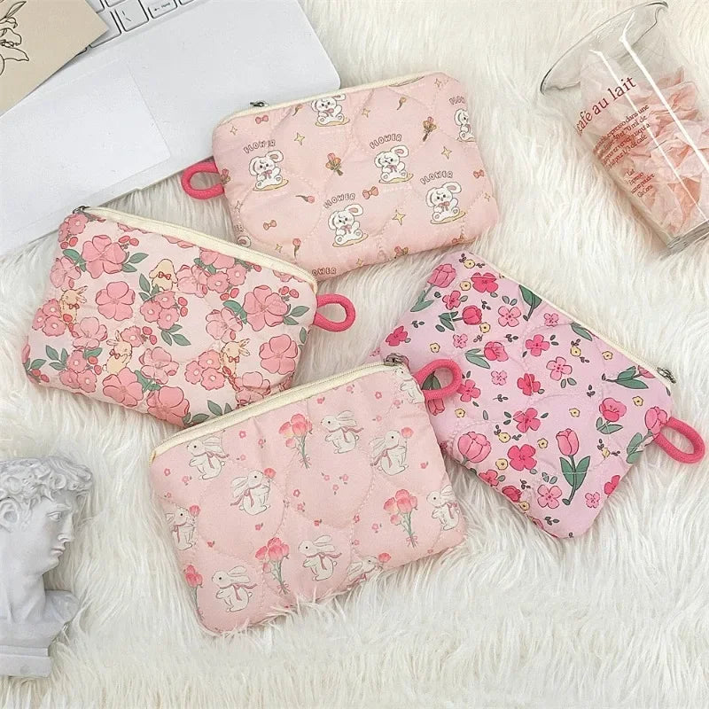 Women Mini Makeup Handbags Wallet Pouch Bag Cute Cartoon Small Travel Cosmetic Lipstick Earphone Card Portable Storage Bag Purse