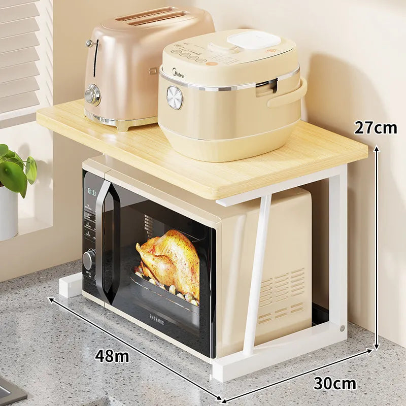 Microwave Oven Rack Kitchen Countertop Storage Shelf Wood Metal Stand for Microwave Toaster Pot Organizer Kitchen Organizer