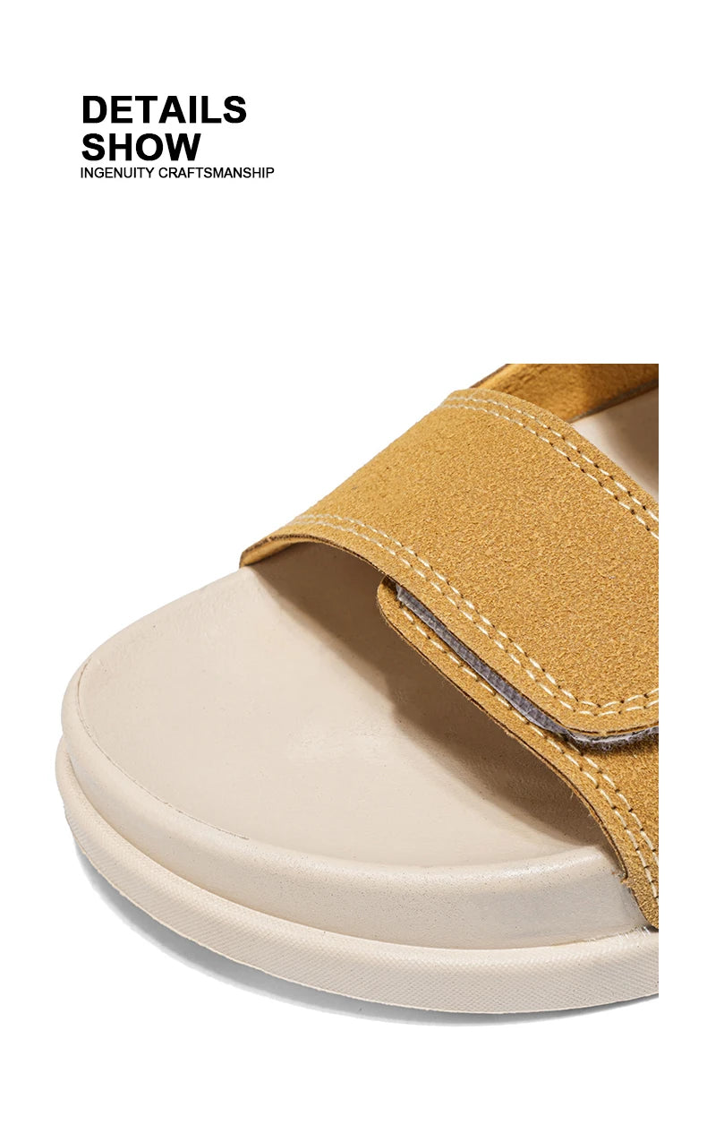 Birkent Men's Sandals Summer 2026 Outdoor Sports Beach Flat Slippers Thick Bottom Anti-slip Wear-resistant Casual Slip-ons