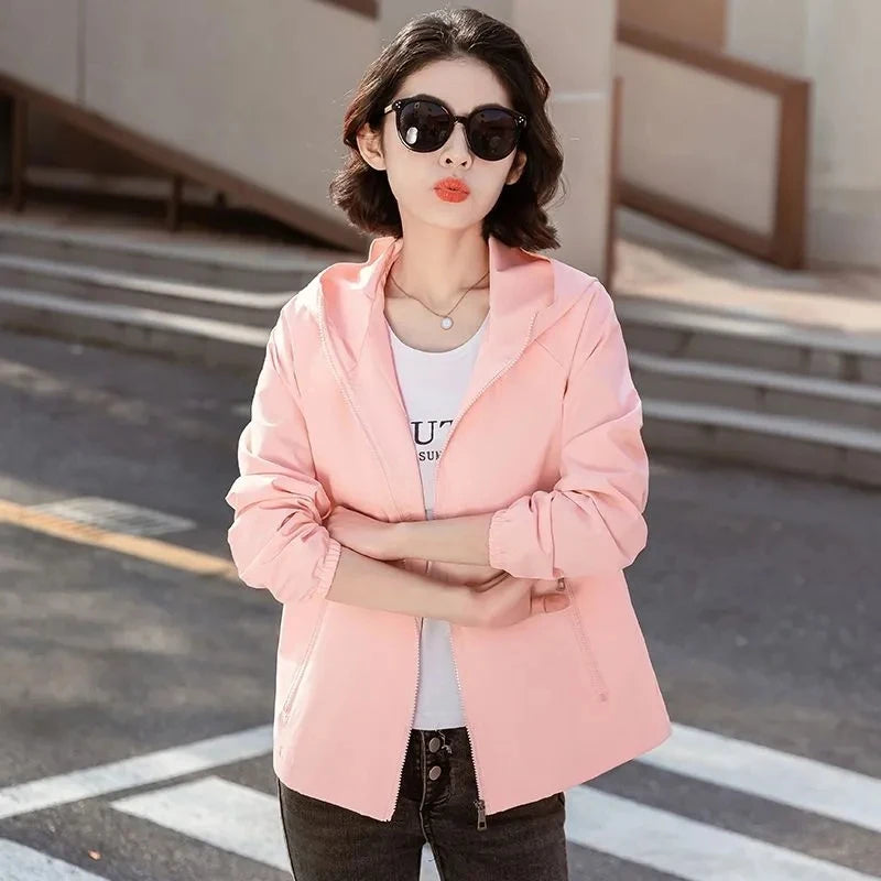 2025 New Oversize Women'S Jackets Large Size Spring Autumn Women Trench Coats Hooded Windbreaker Short Loose Coat Women Outwear
