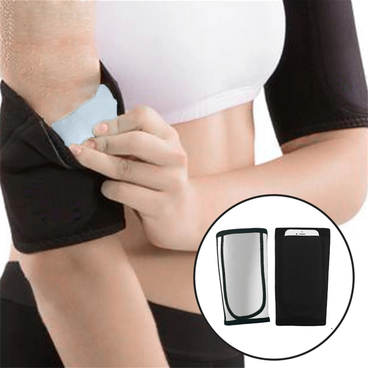 Women's Arm Sleeves For Sweat-Absorbent & Slimming Mobile phone arm bag During Yoga, Running, Workout