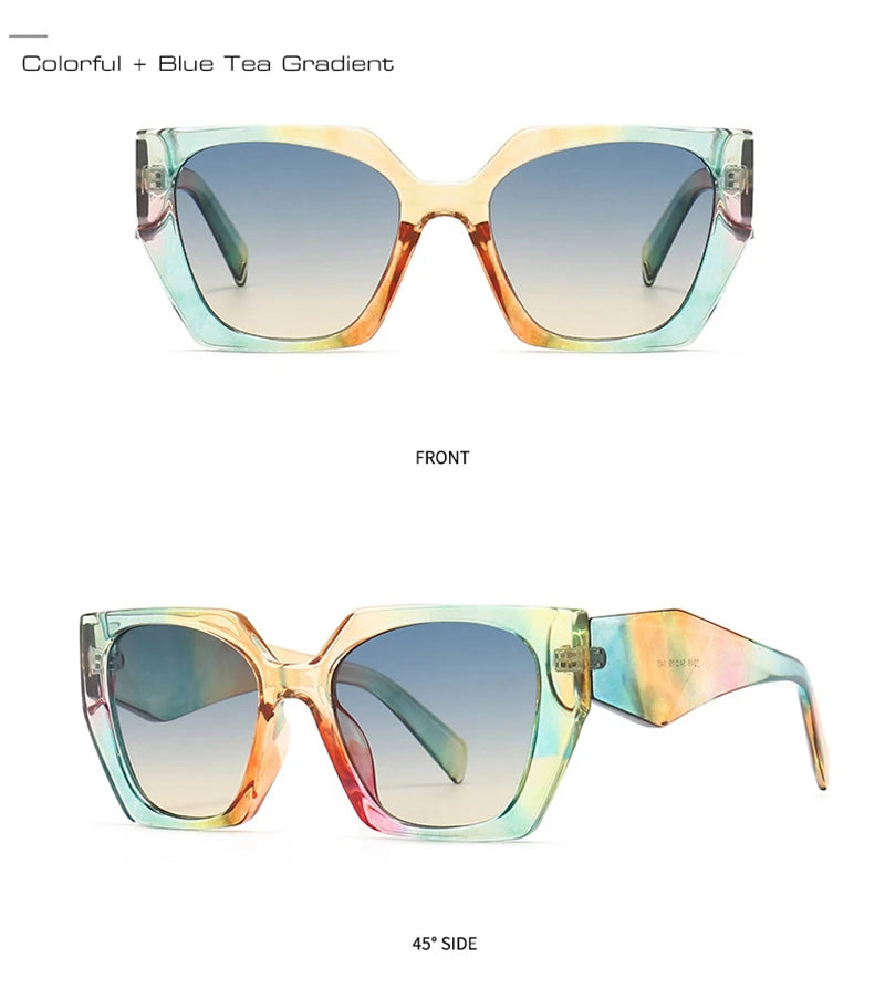SHAUNA Retro Polygon Cat Eye Women Sunglasses Fashion Brand Designer Colorful Gradient Men Sun Glasses Shades UV400