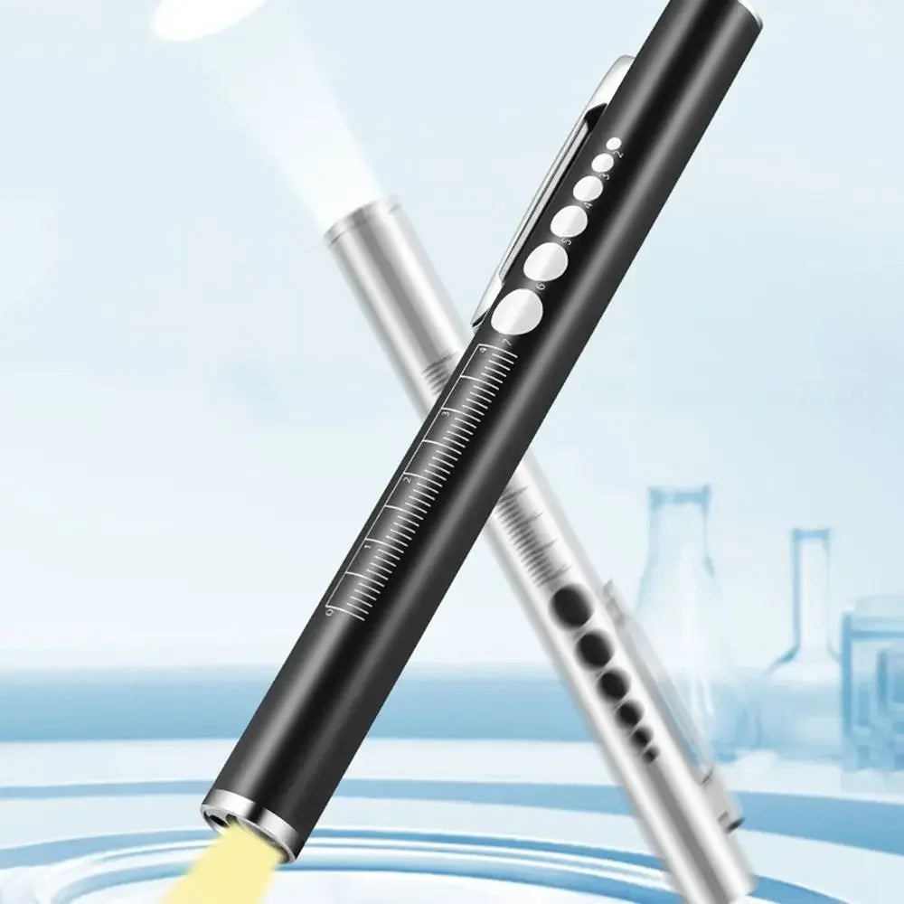 Portable Mini LED Pen Light Multi Function Pocket Clip LED Torch Lamp USB Rechargeable with Dual Lamp Nursing Flashlight