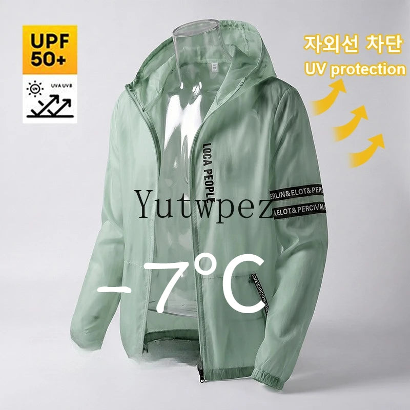 UPF50+ Summer Sun Protection Clothing Men's Casual Waterproof Quick-drying Bicycle Hooded Jacket Hiking Thin Skin Windbreaker