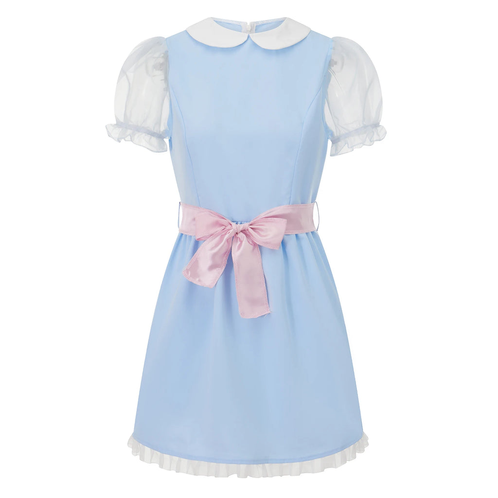 Halloween Creepy Grady Twins Costume for Women Blue Babydoll Dress Cosplay Costume Halloween Fancy Dress Y2k Streetwear