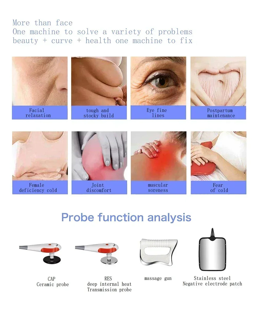 Portable 448KHZ Tecar Therapy RET CET Diathermy Body Sliming Machine Pain Relief Skin Tightening Deep Care 2023 NEW