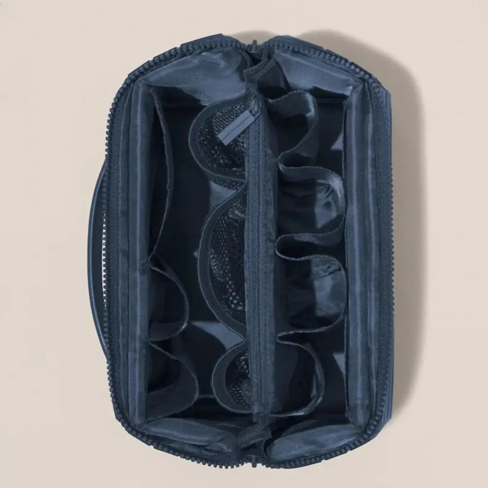 Fold-Down Travel Makeup Bag Waterproof Large Toiletry Bag Hanging Cosmetic Organizer with No-Spill Compartments for Makeup Use
