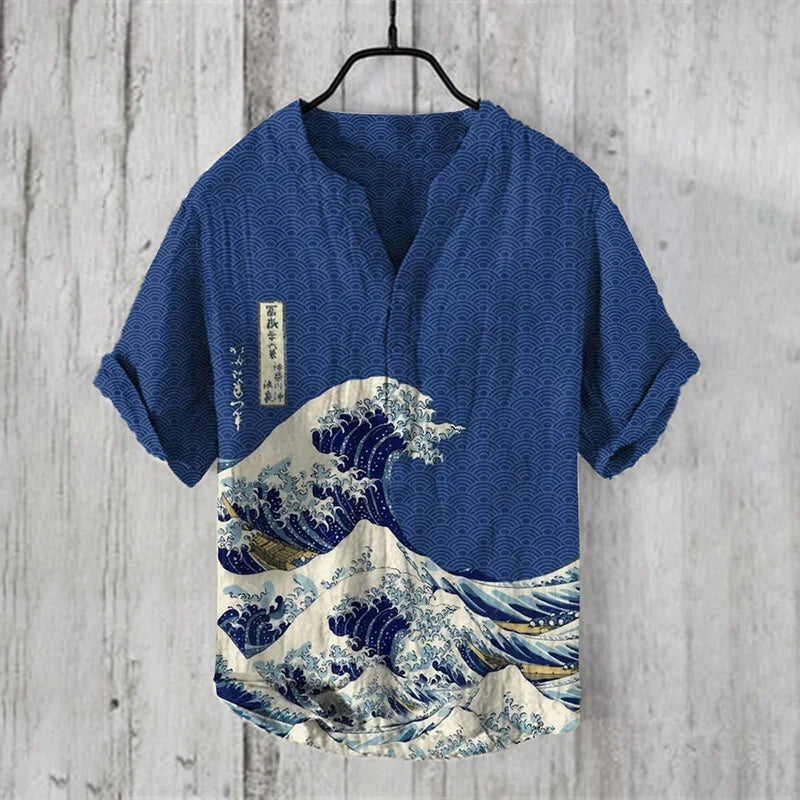 Men's Casual Fashion Hawaiian Retro Short Sleeved Shirt 2025 New Fashion Trend