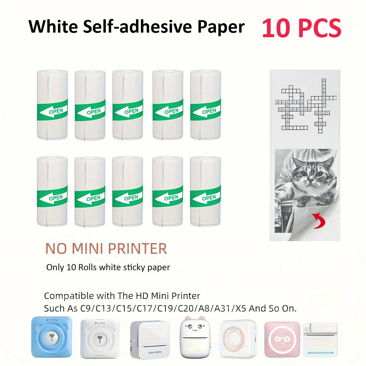 Transparent Self-Adhesive Thermal Paper, Glossy 57x25mm Printer Paper, Compatible with Portable Mini Pocket Thermal Printers